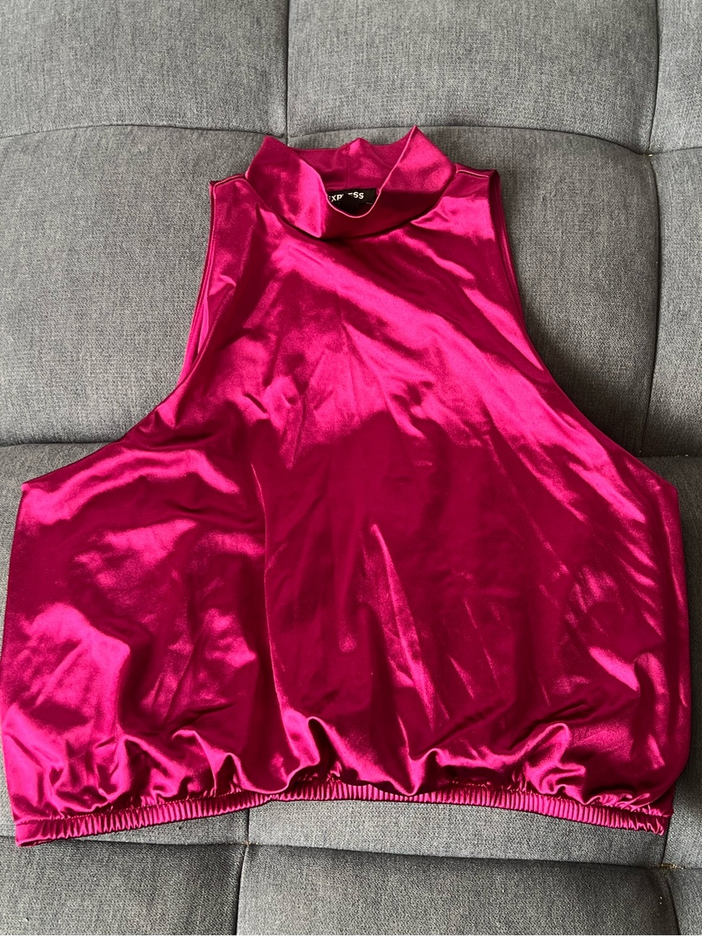 Express Shiny Fuchsia Mock Neck Tank